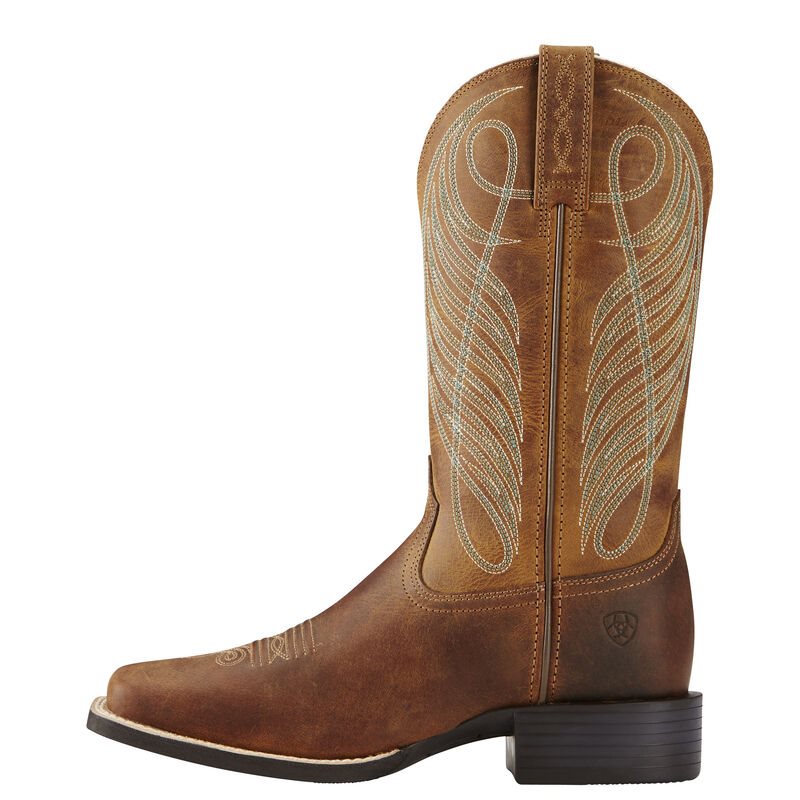 Ariat Western: Round Up Wide Square Toe Botas Western Mujer - Marrones (YSOXQ9325)